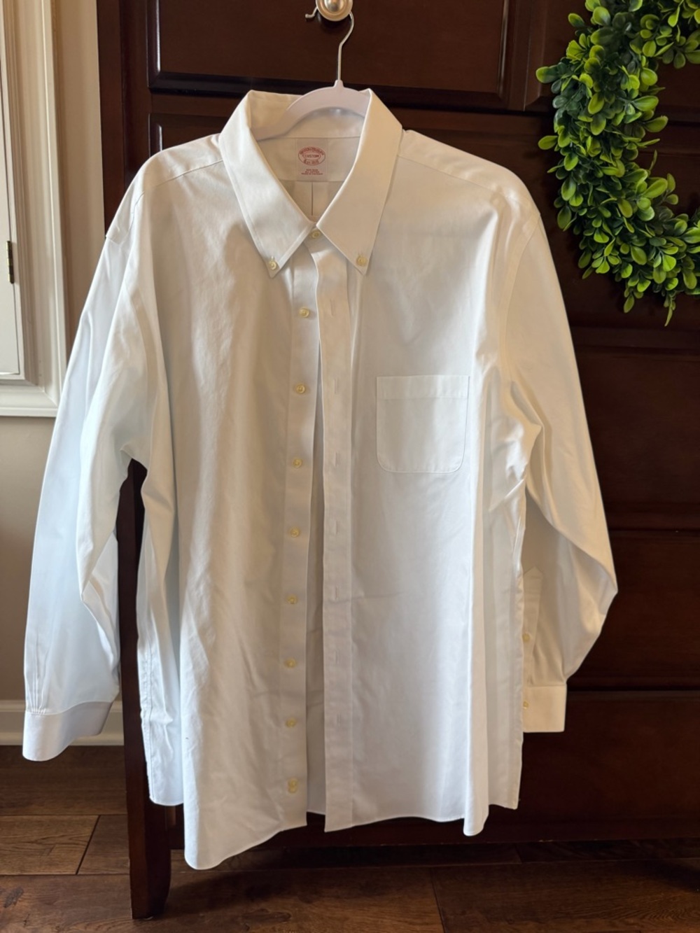 Brooks Brothers White Long-Sleeve Button-Down Shirt